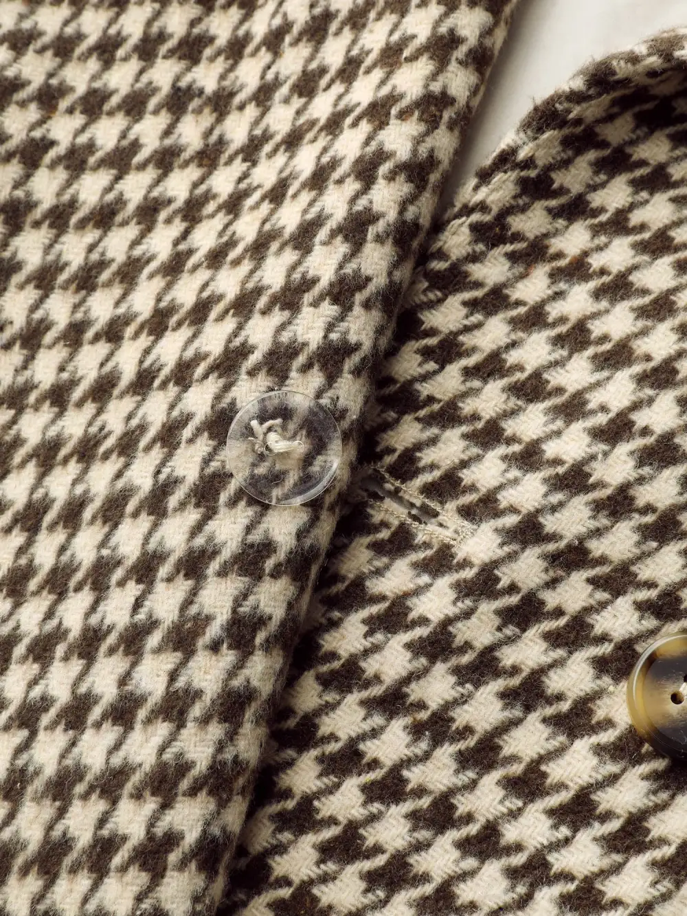 Houndstooth Fleece Pockets Button Jacket