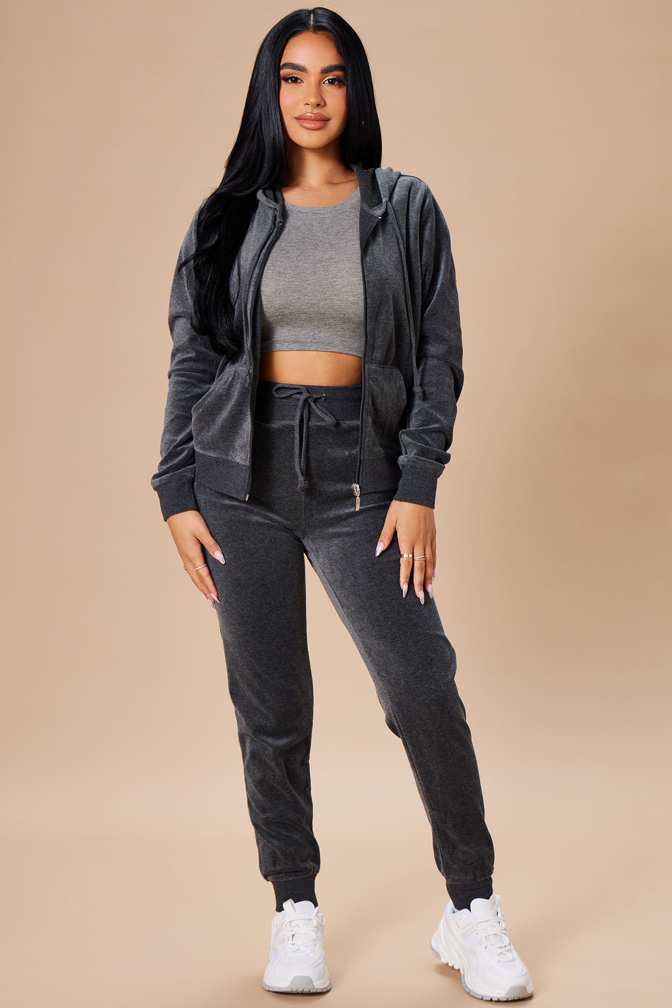 The Original Trendsetter Velour Set - Charcoal
