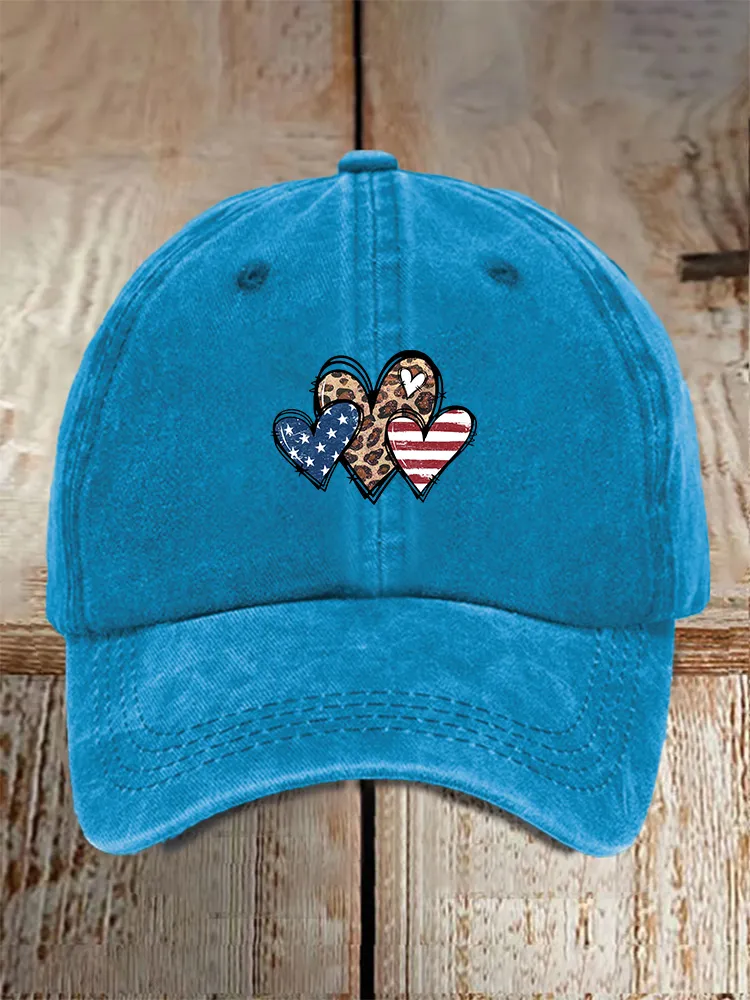 Men And Women'S Heart-Shaped Patterned Baseball Cap