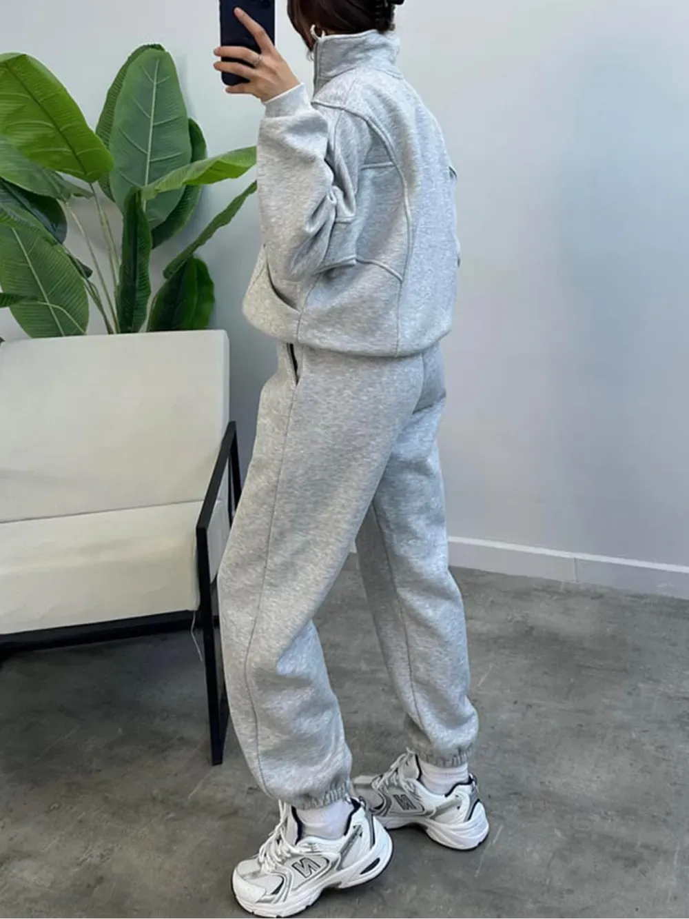 Women's 2 Piece Sets Zipper Outfits Casual Long Sleeve  Sweatsuits Sets