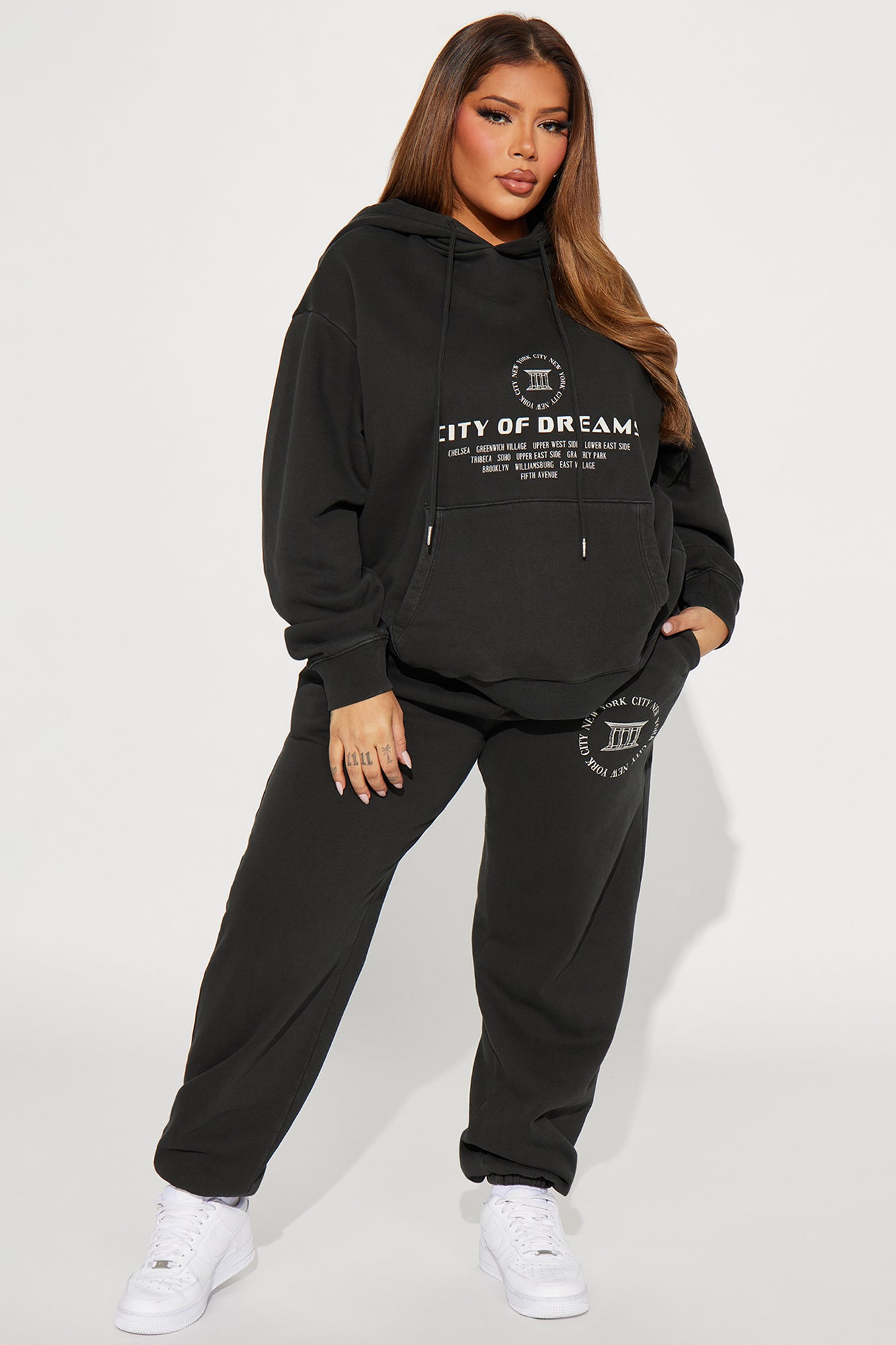 City Of Dreams Washed Jogger Set - Black