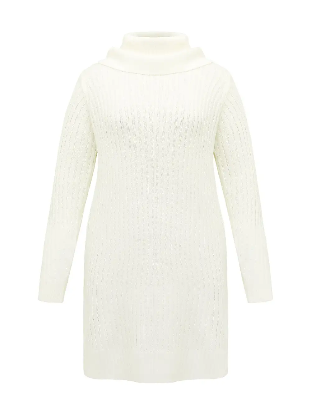 High Turtleneck Textured Sweater Dress