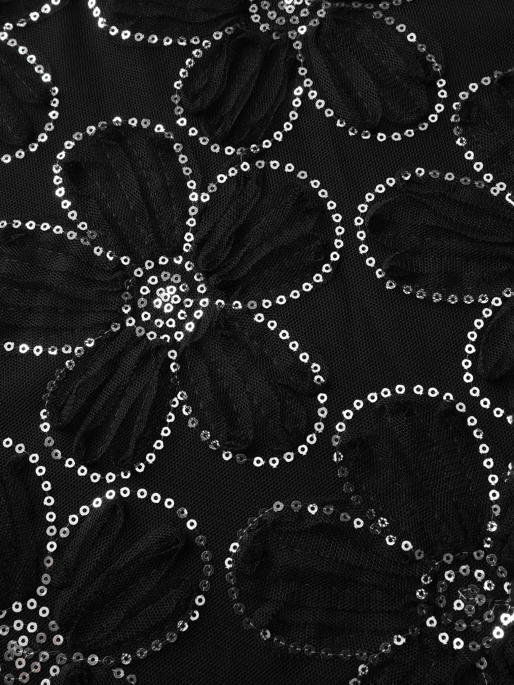 Shimmery Floral Pattern Round Neck T-Shirt