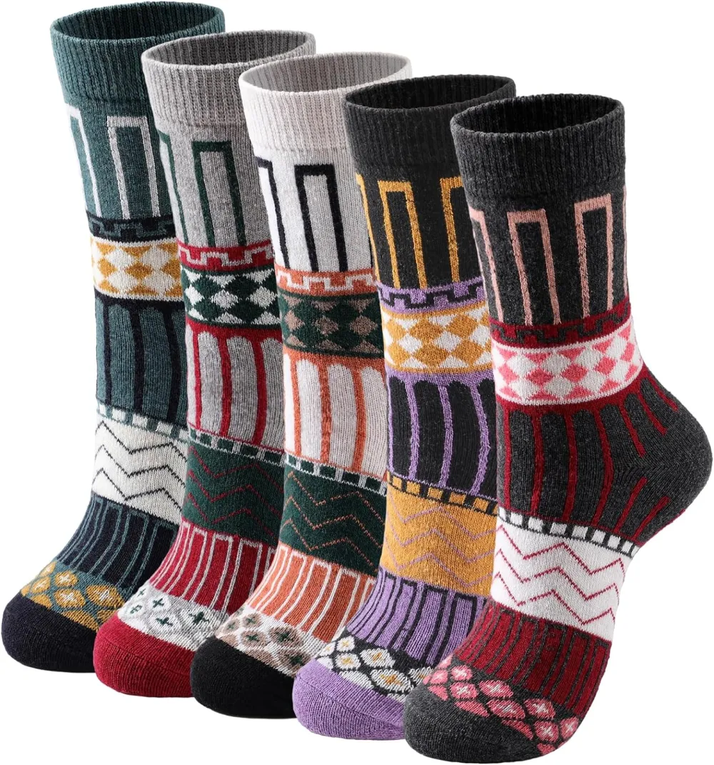 Clothirily Wool Socks- Thick Soft Wool Socks for Women, Vintage Warm Womens Wool Socks, Winter Warm Boot Socks for Women Men