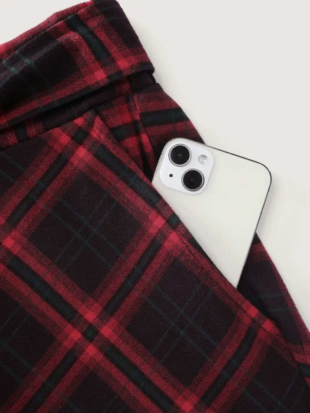 Plaid Waist-Tie Flowy Midi Skirt