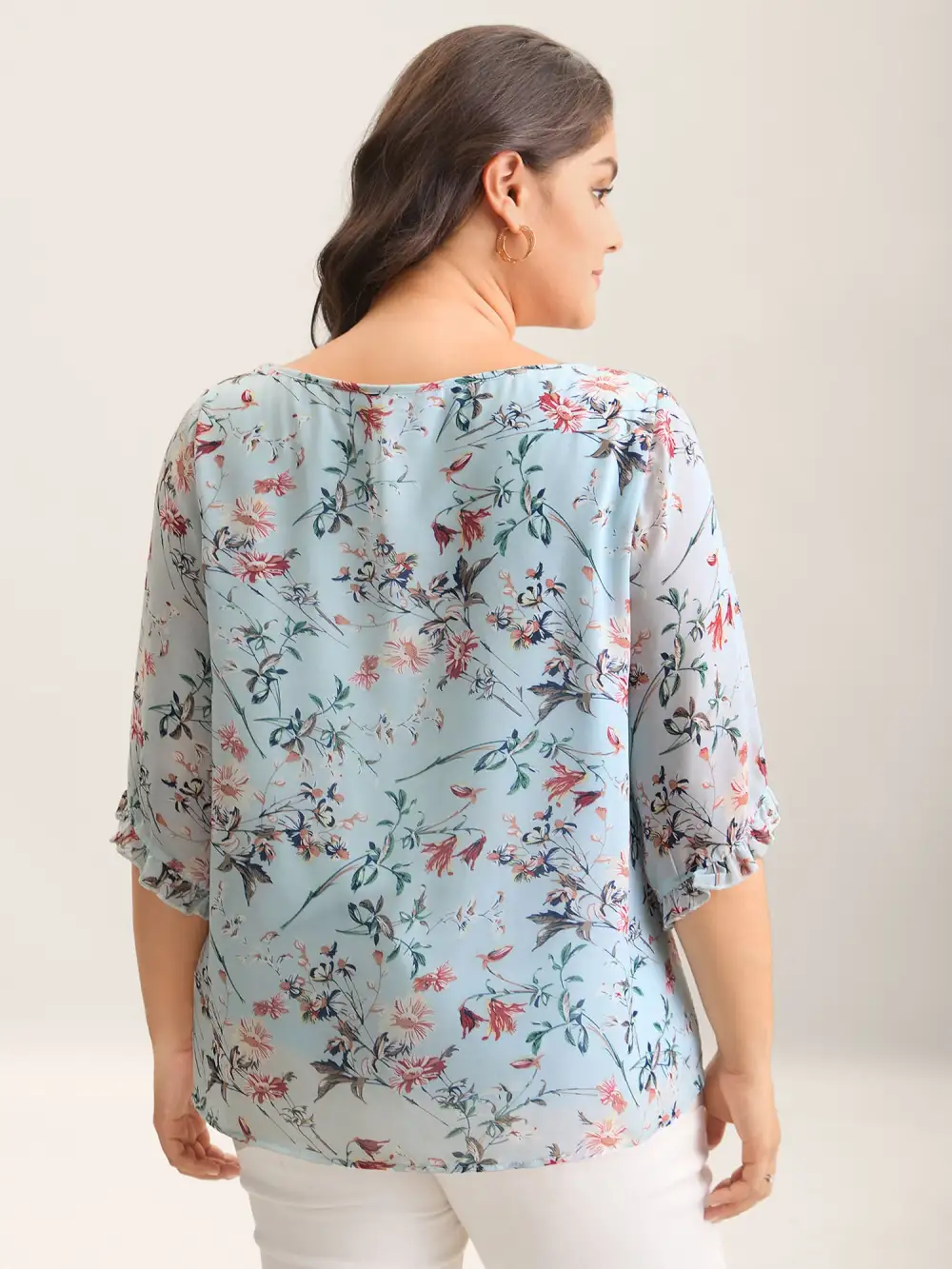 Chiffon Floral Print Flowy Blouse