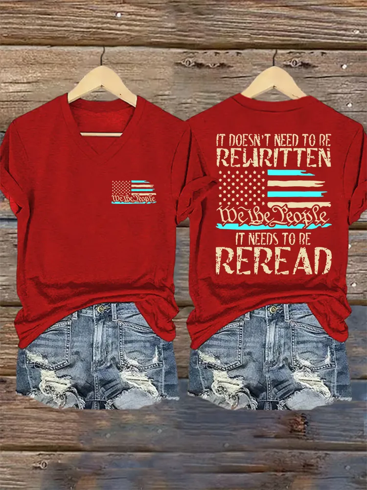 Women's We The People 1776 Print Short Sleeve Round Neck Cotton T-Shirt