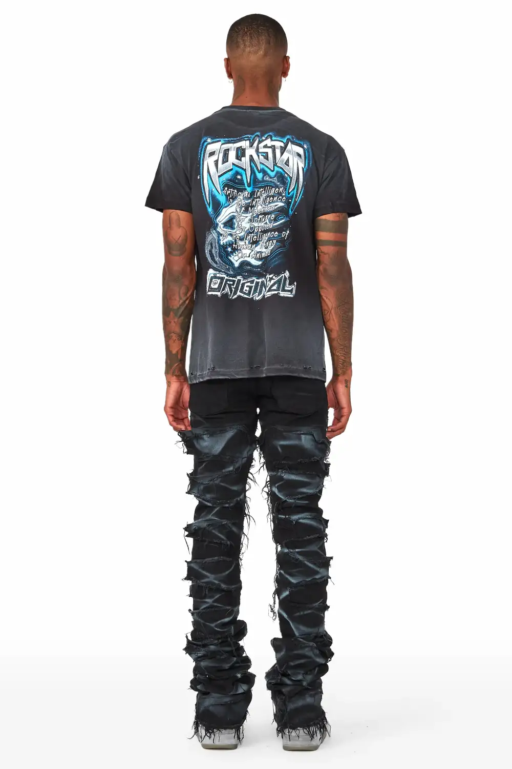 Hayden Black Super Stacked Flare Jean