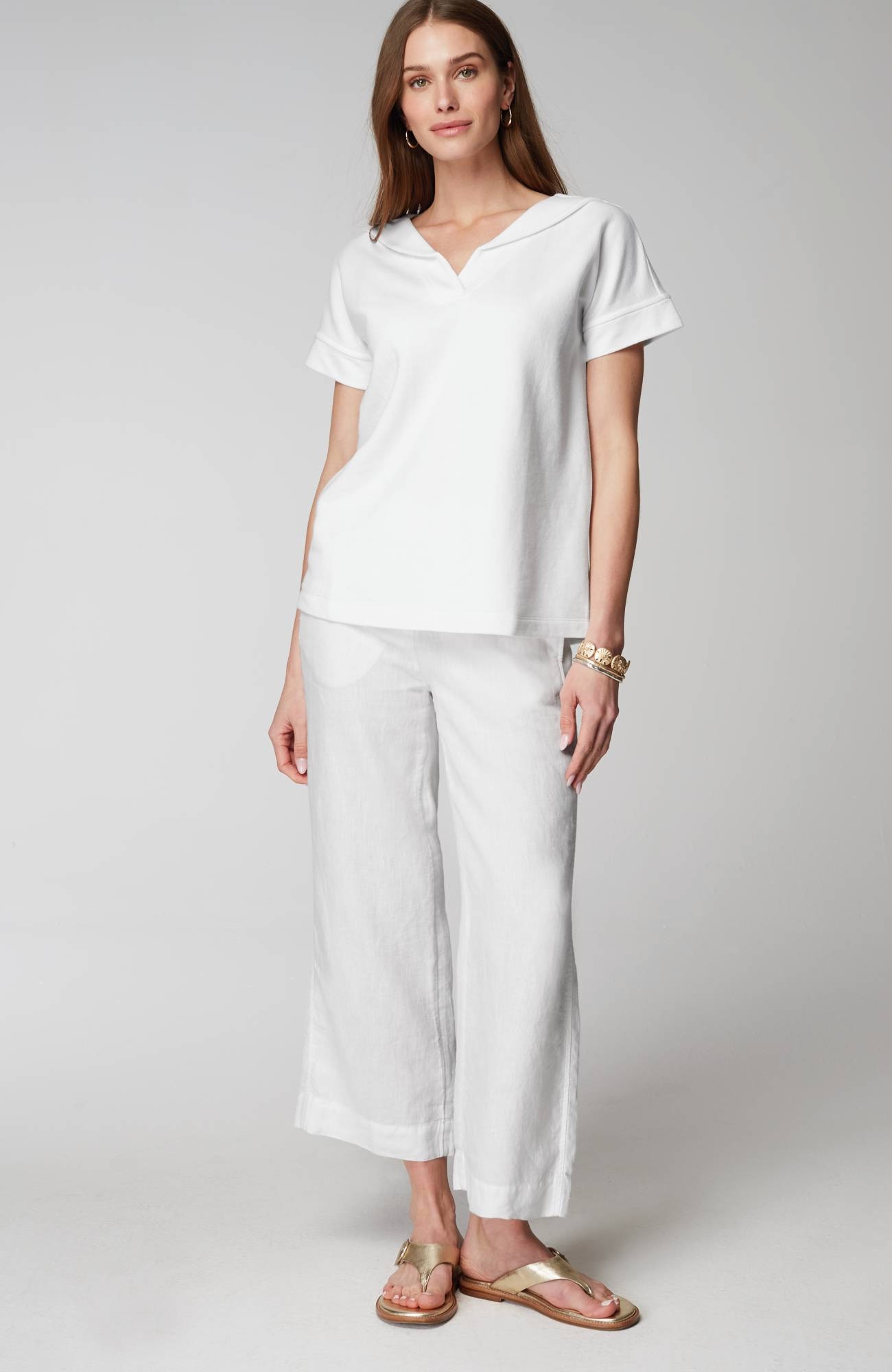 Collared Short-Sleeve Sweatshirt