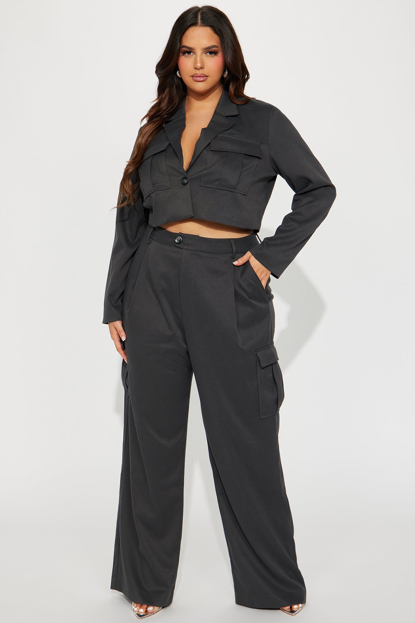 Guilt Trip Cargo Pant Set - Charcoal