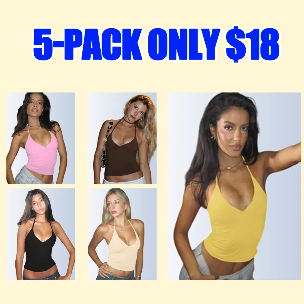 Women's Halter Neck Backless Sleeveless Top – Casual Summer Beachwear