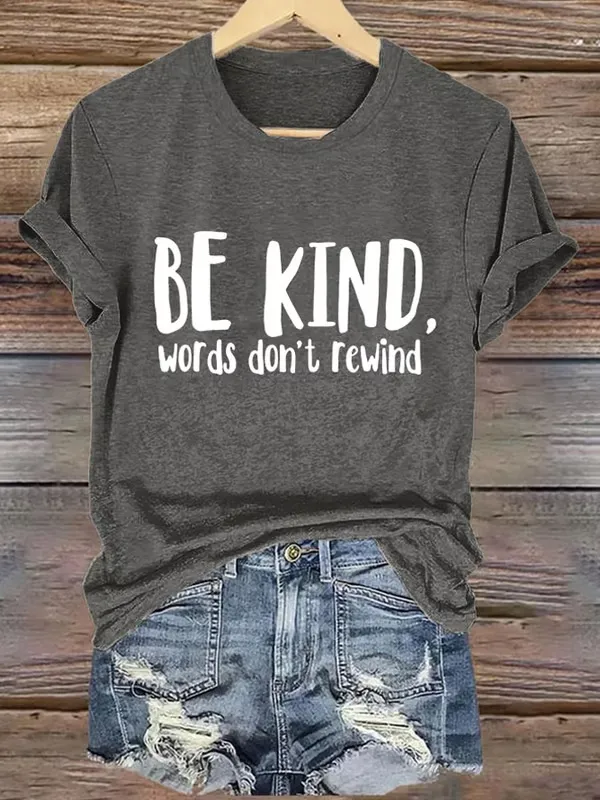 Women'S T-Shirt Retro Bullying Prevention Awareness Unity Day Be Kind Words Don'T Rewind Print T-Shirt