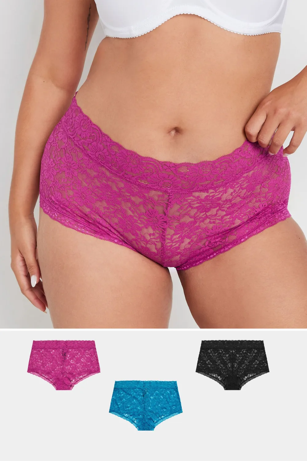 YOURS 5 PACK Curve Black Cotton High Waisted Full Briefs