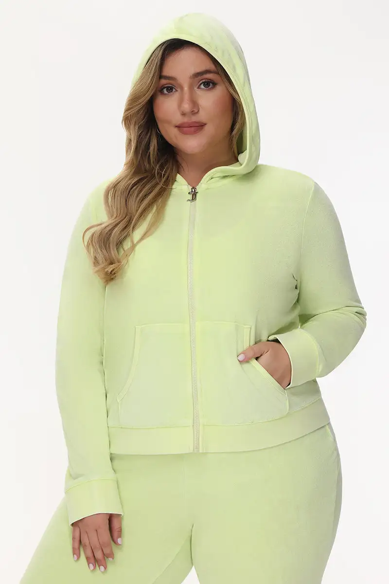 Plus-Size Big Bling Towel Terry Zip Hoodie