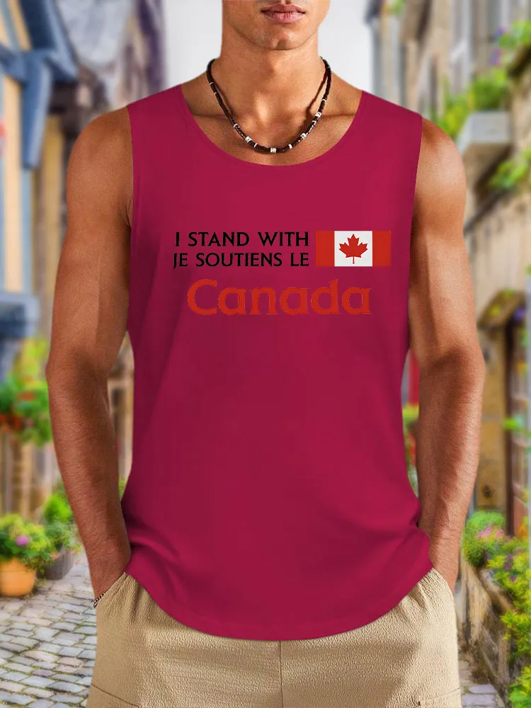 Men'S I Stand With Je Soutiens Le Canada Round Neck Cotton Vest