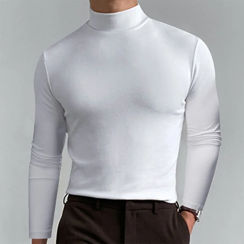 🔥 LAST DAY PROMOTION - 50%OFF 🔥Ultimate Comfort Thermal Men's High Neck T-Shirt, Stretch, Breathable, All-Season Layering Shirt for Business Casual, Slim Fit for Gym & Daily Wear