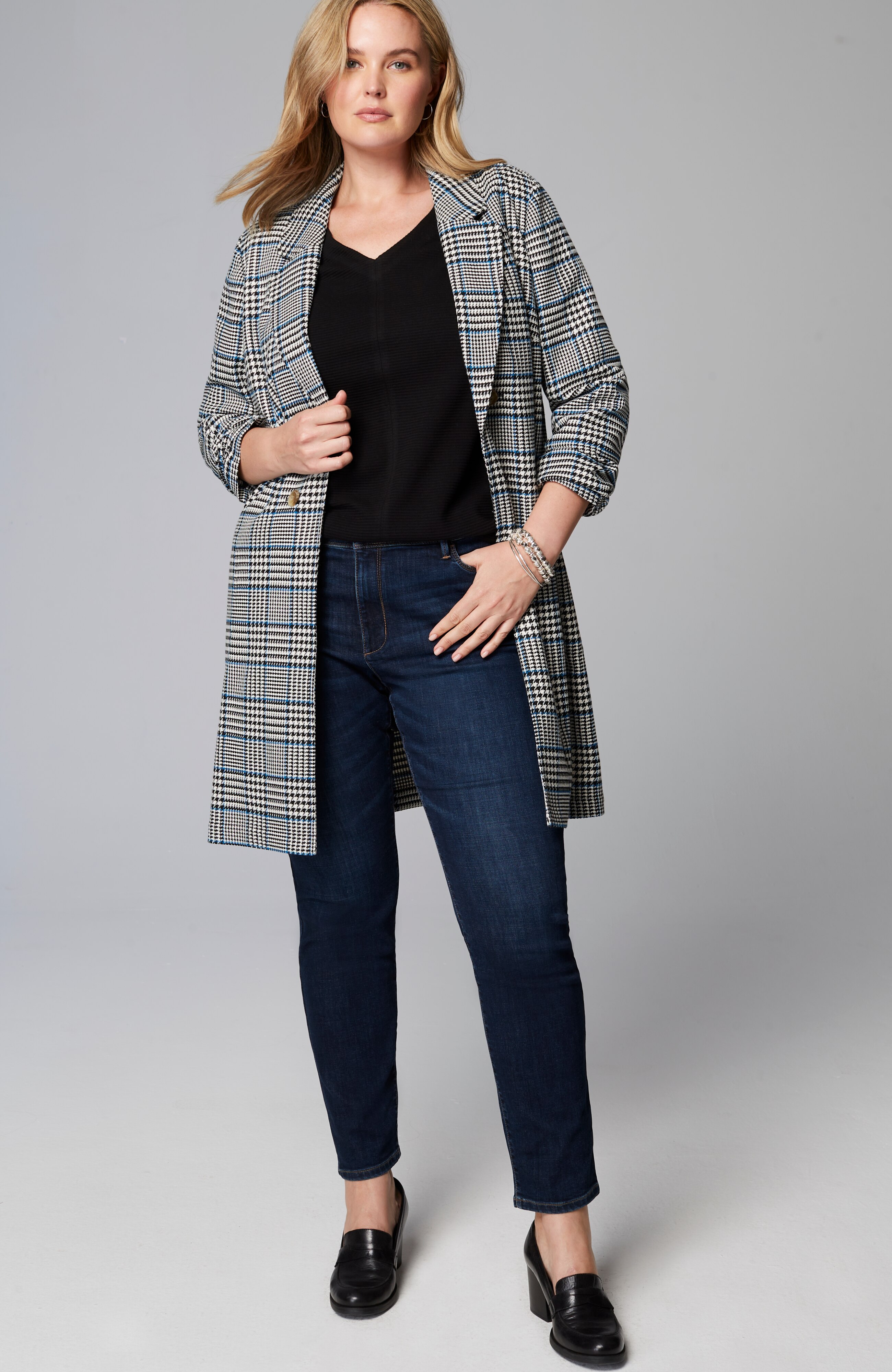 Long Plaid Duster Jacket