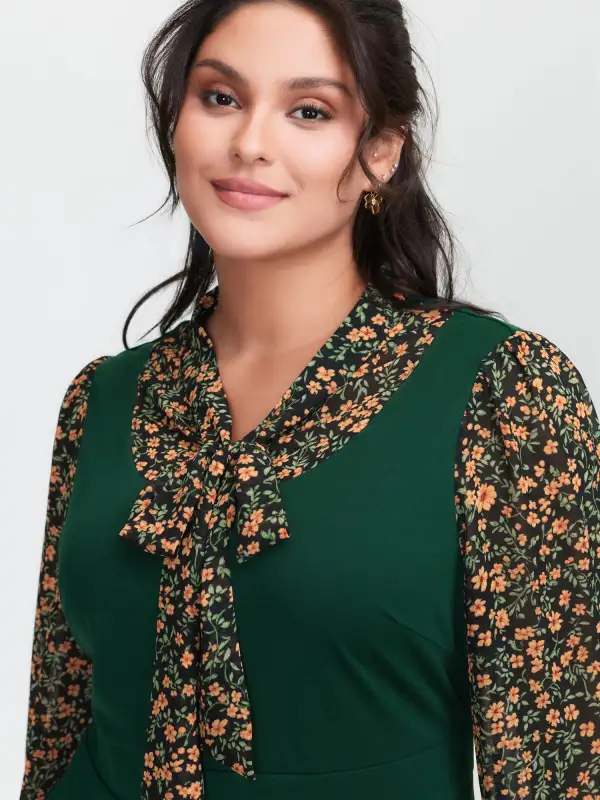 Chiffon Floral Print Stretchy Midi Dress