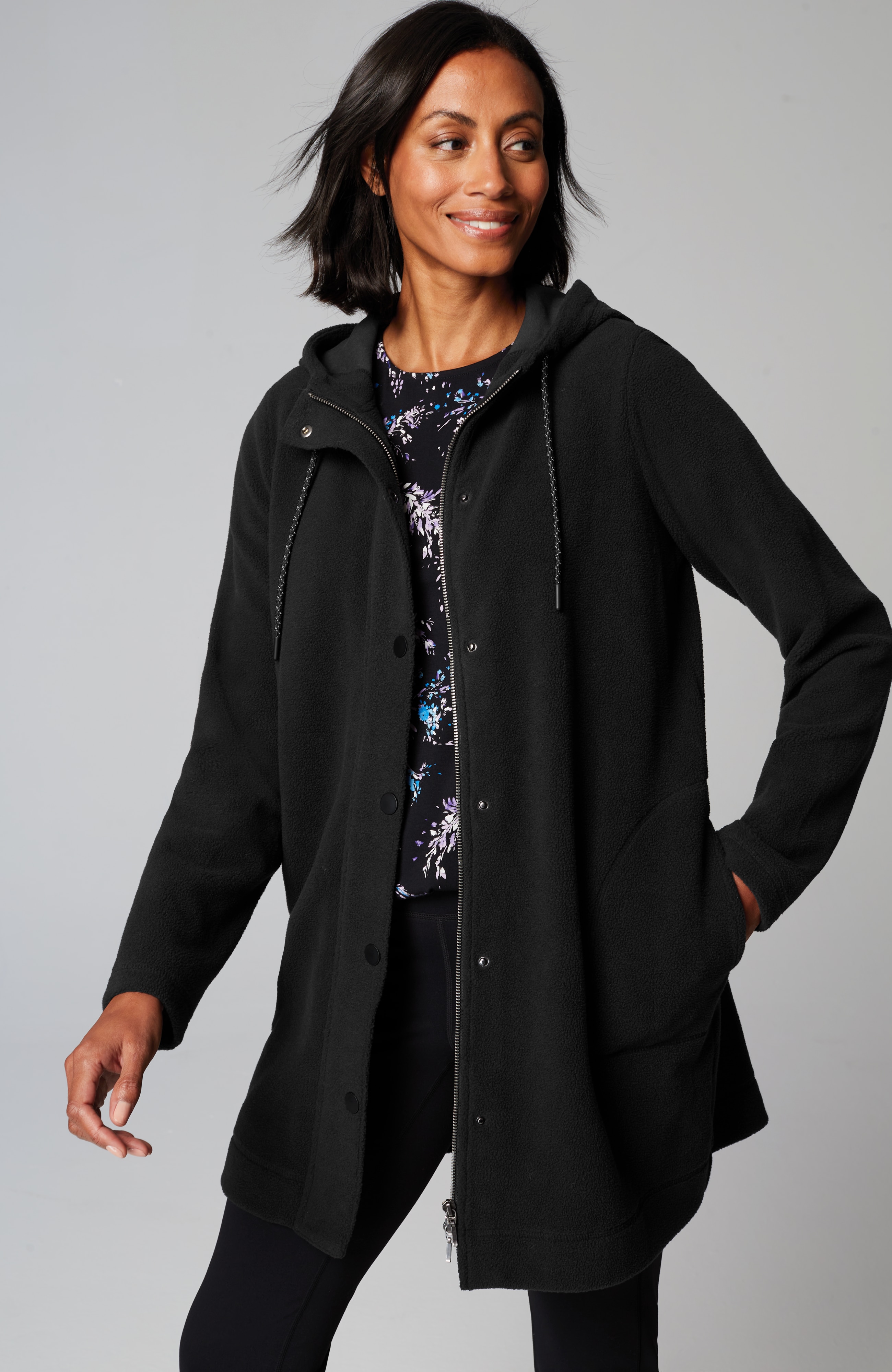 Fit Fleece Snap-Front Hooded Jacket