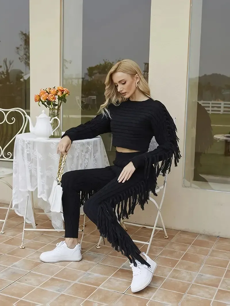 Tassel Knit Sweater Set