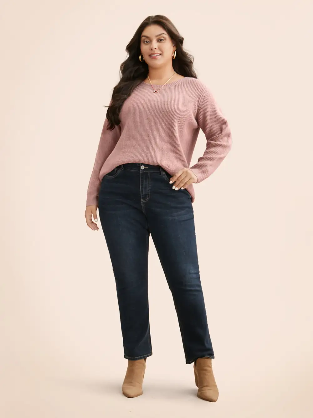 Round Neck Texture Back Bowknot Pullover