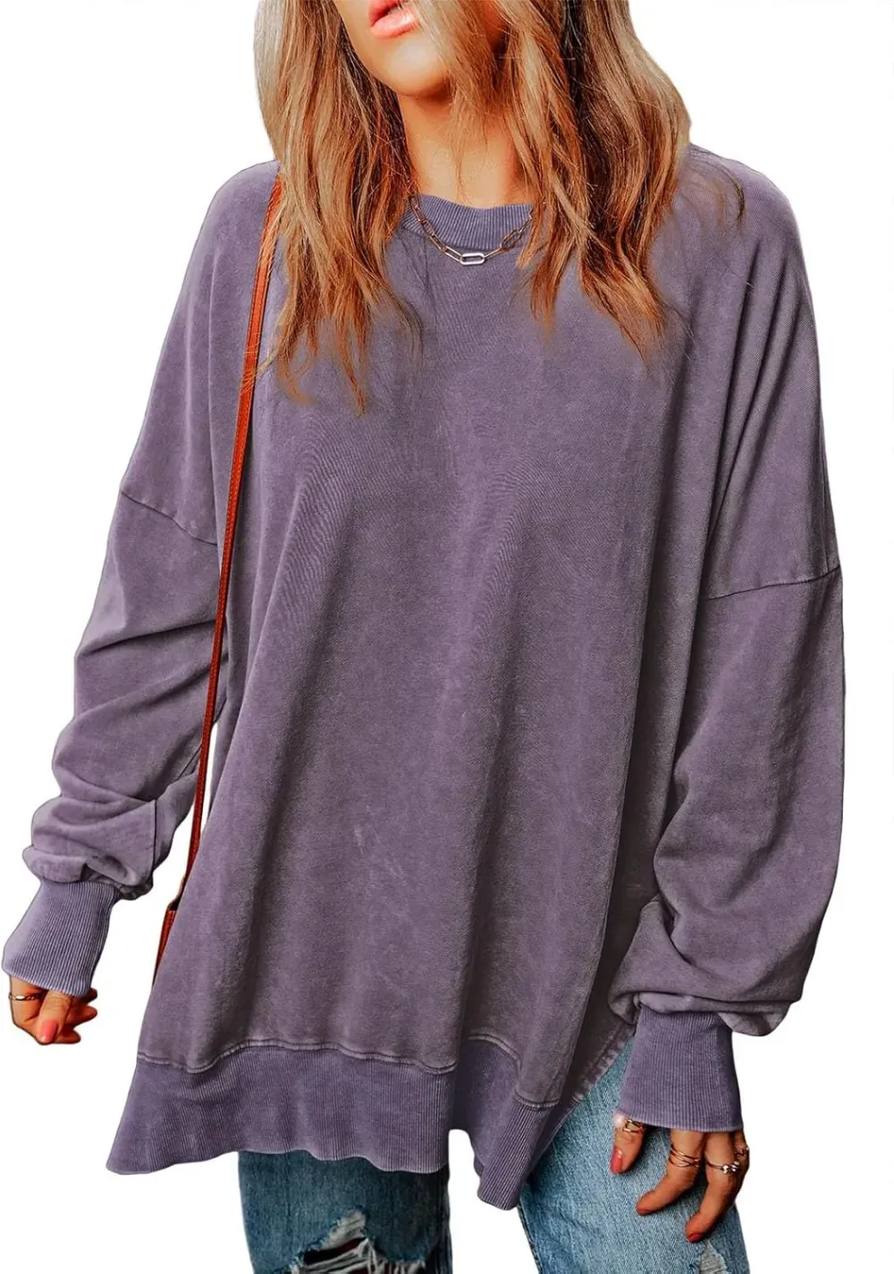 ✨Womens Casual Long Sleeve Crewneck Lightweight Pullover Tops
