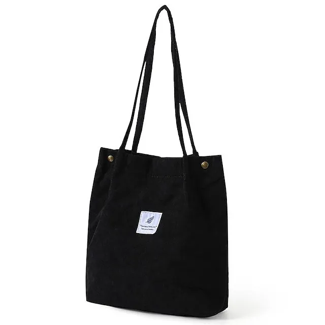 Men's Women's Kid's Tote Tote Sling Shoulder Bag Canvas Tote Bag Corduroy Shopping Daily Rivet Pattern Solid Color Floral Print Deep Purple zebra Wine Red