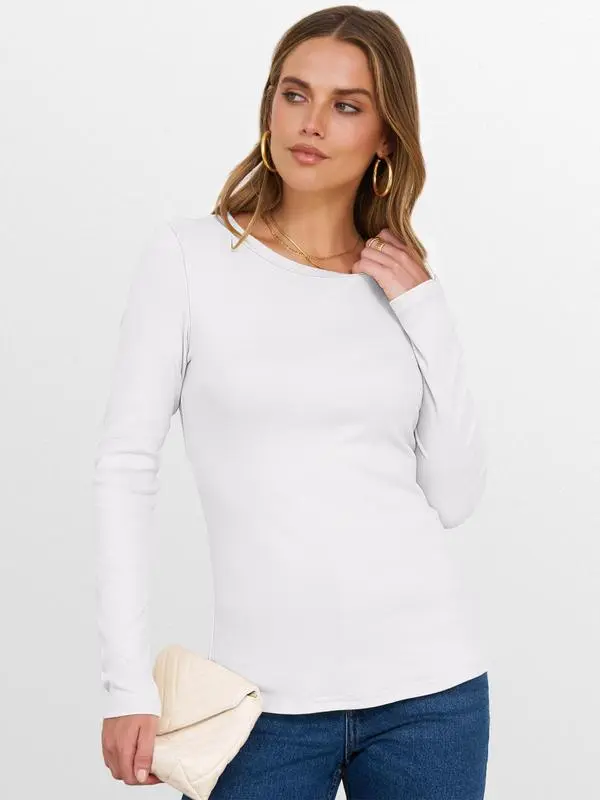 2025 Women's Long-Sleeve Thermal Tee: Crewneck, Slim Fit, Warm (Fall/Winter Basic)