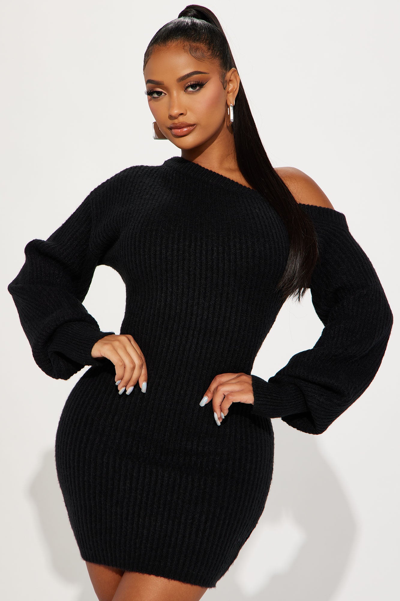 Sophie Sweater Mini Dress - Black