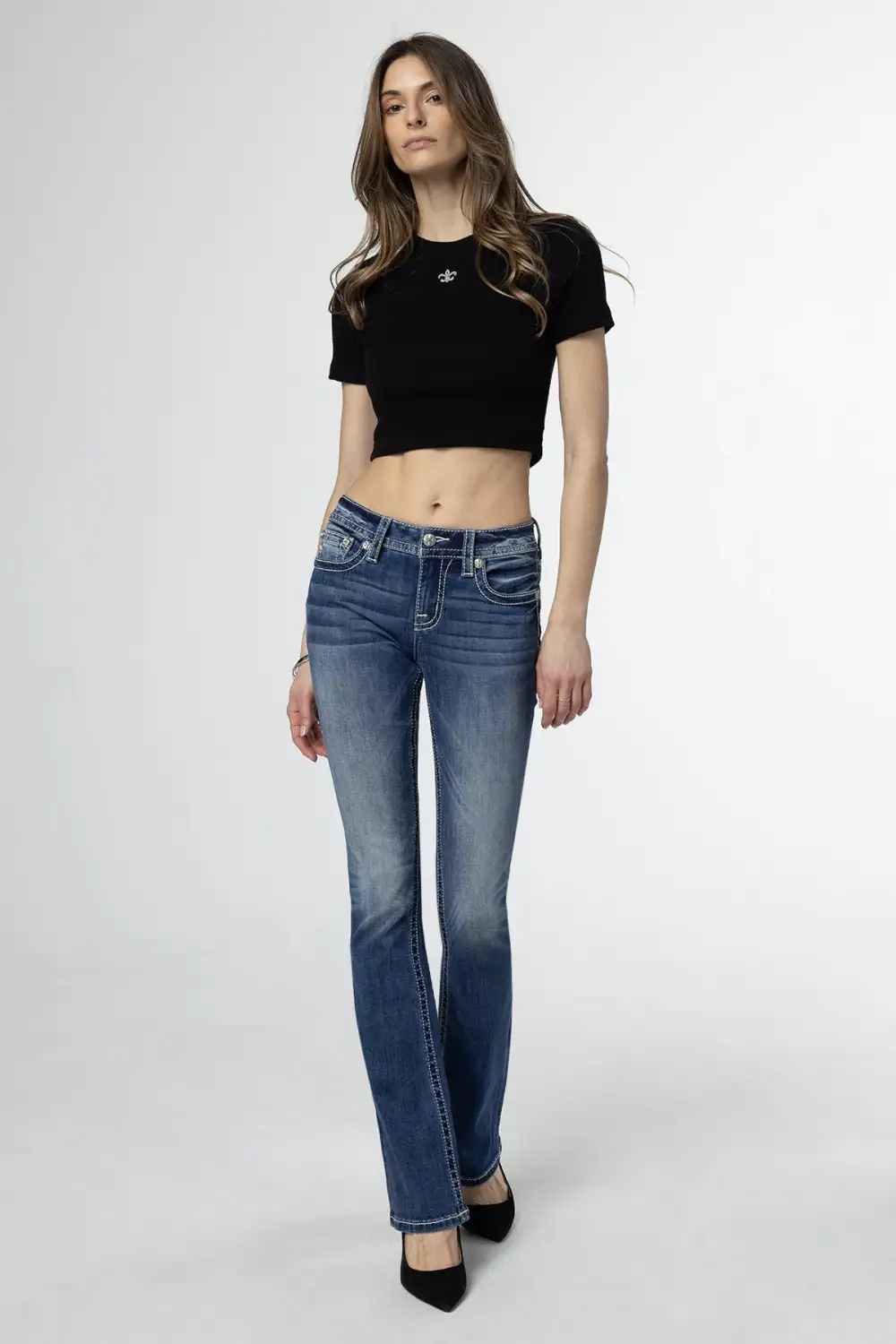 Teal Feathers Bootcut Jeans