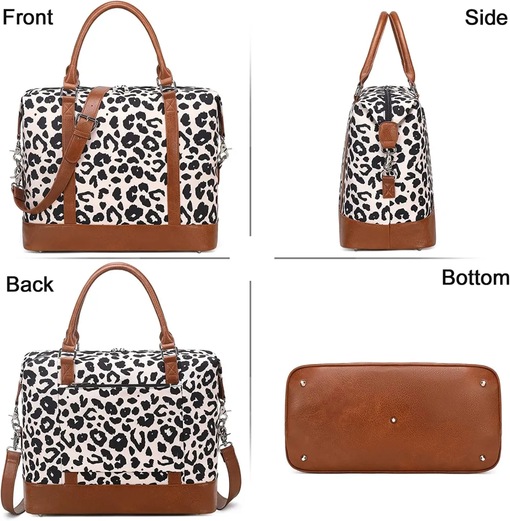 Ladies Canvas Weekender Bag Overnight Carry-on Tote Duffel in Trolley Handle