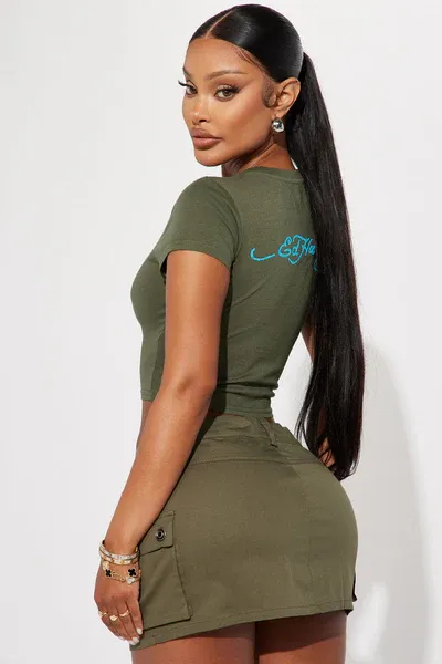 Ed Hardy Eagle Rhinestone Tee - Olive