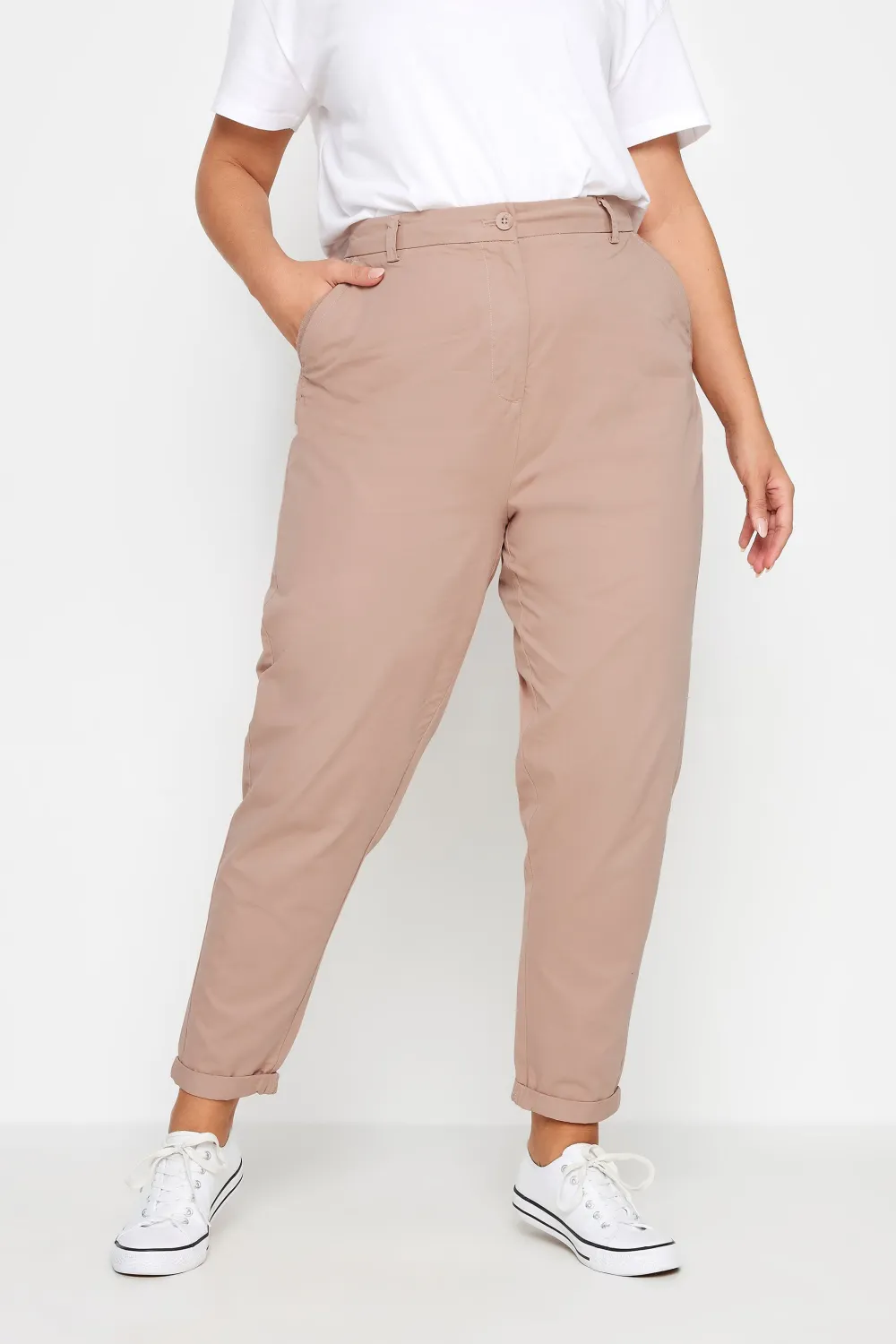YOURS Curve Dark Blue Straight Leg Chino Trousers