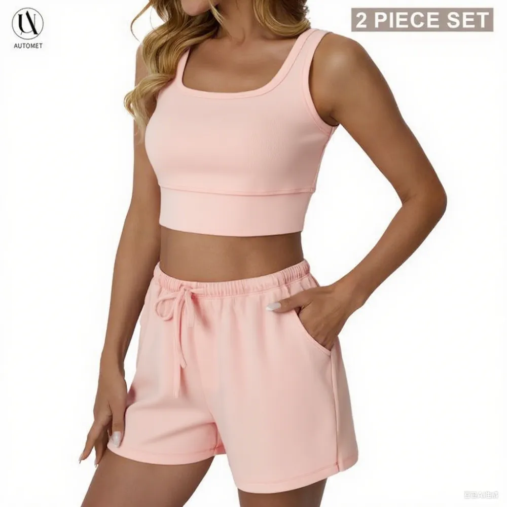 Women's Acid Wash Lounge Set – Tank Top & Shorts, Y2K Style, Easy Care No Detergent Needed