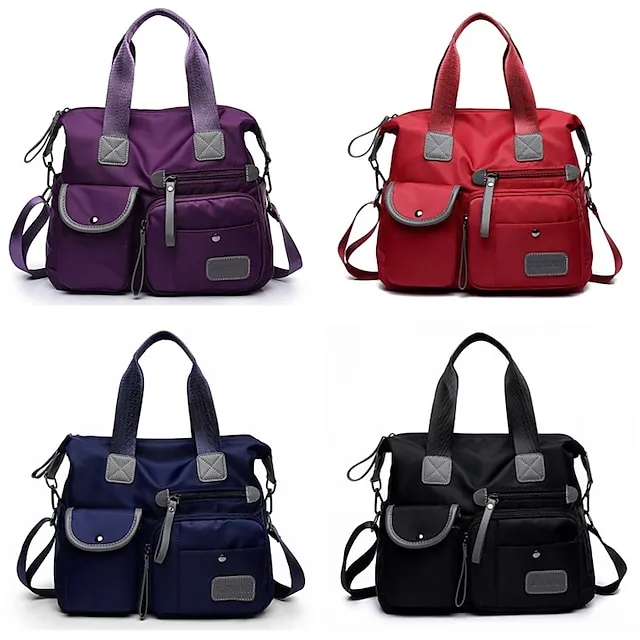 Women's Nylon PU Leather Office & Career Zipper Black Red Blue