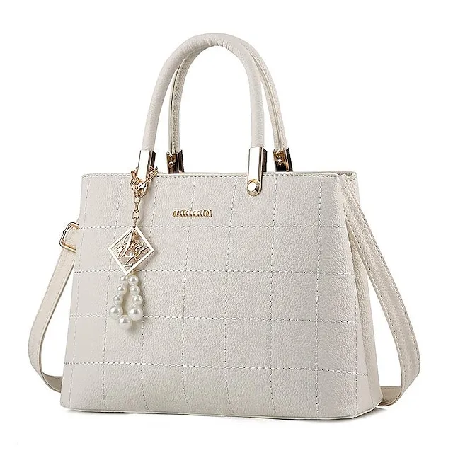 Women's Bag 2022 Embroidered Thread Plaid Handbag Middle-Aged Mother Bag Large-Capacity One-Shoulder Messenger Bag