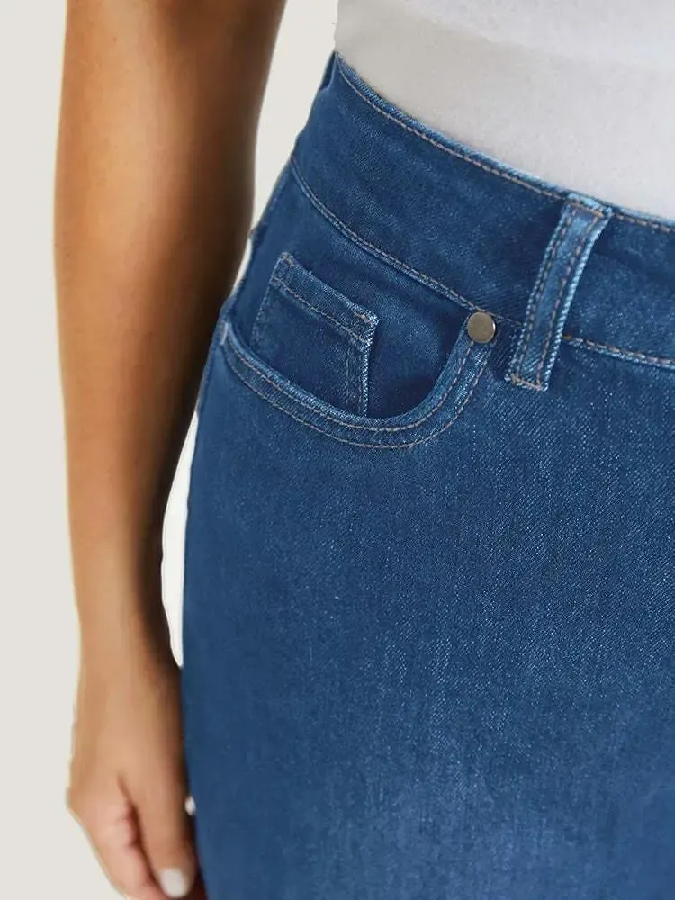 5 Packs-Very Stretchy High Rise Dark Wash Cropped Jeans