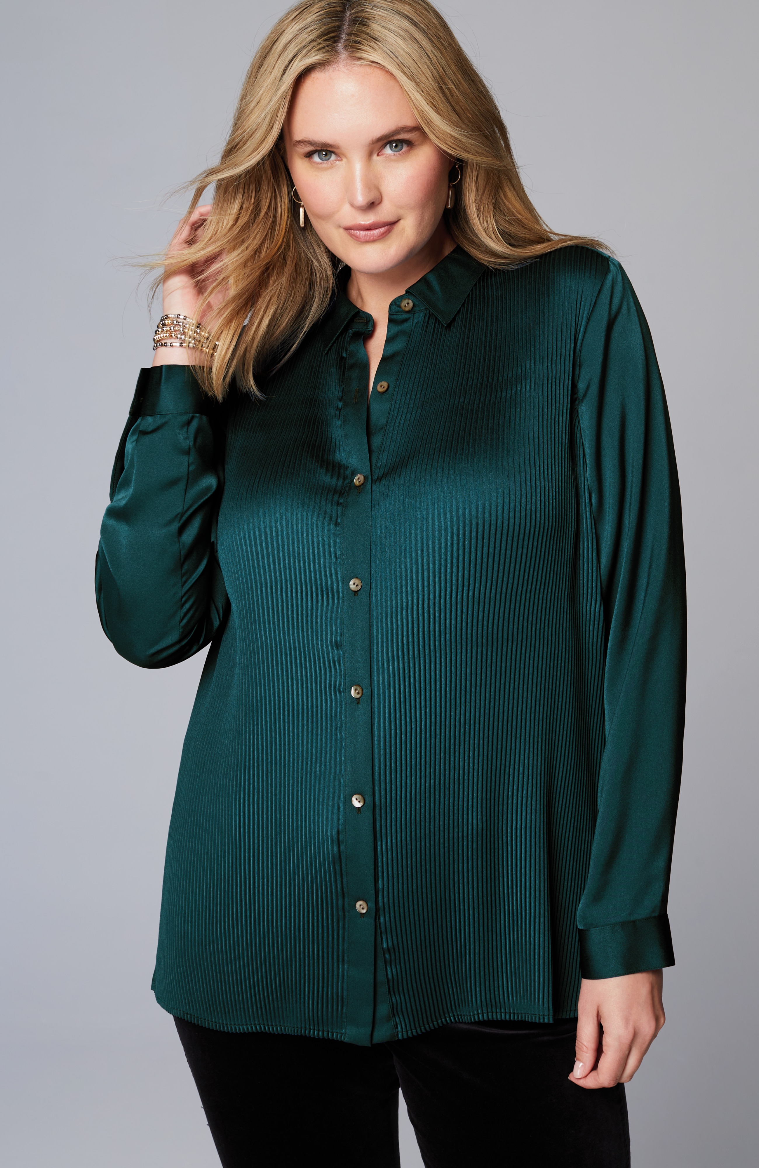 Pleated Satin Shirt