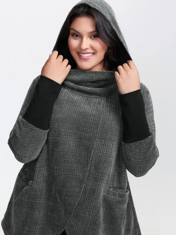 Textured Split Hem Hooded Jacket