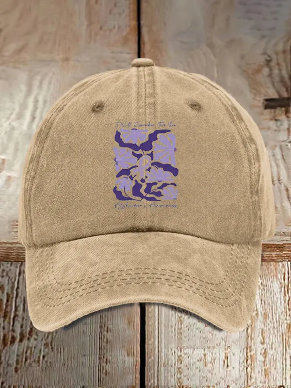 Alzheimer'S Awareness I Will Remember For You Floral Printed Baseball Cap