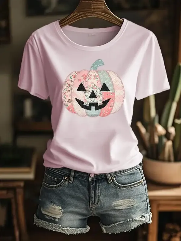 Women's Autumn Style Print Crew Neck T-Shirt