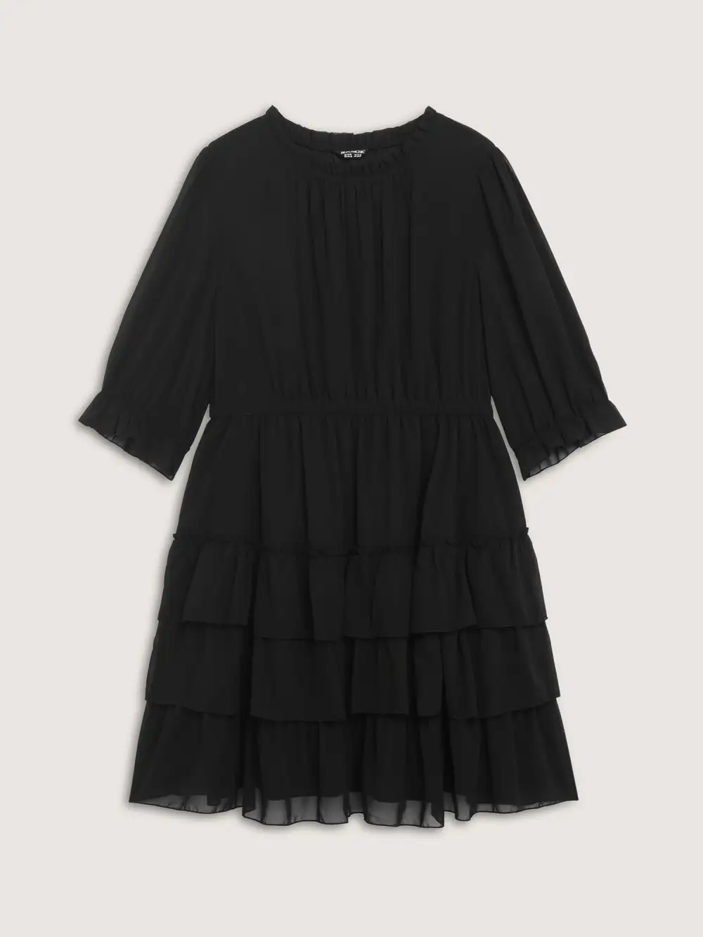 Three-Quarter Sleeve Tulle Skirt Knee-Length Dress