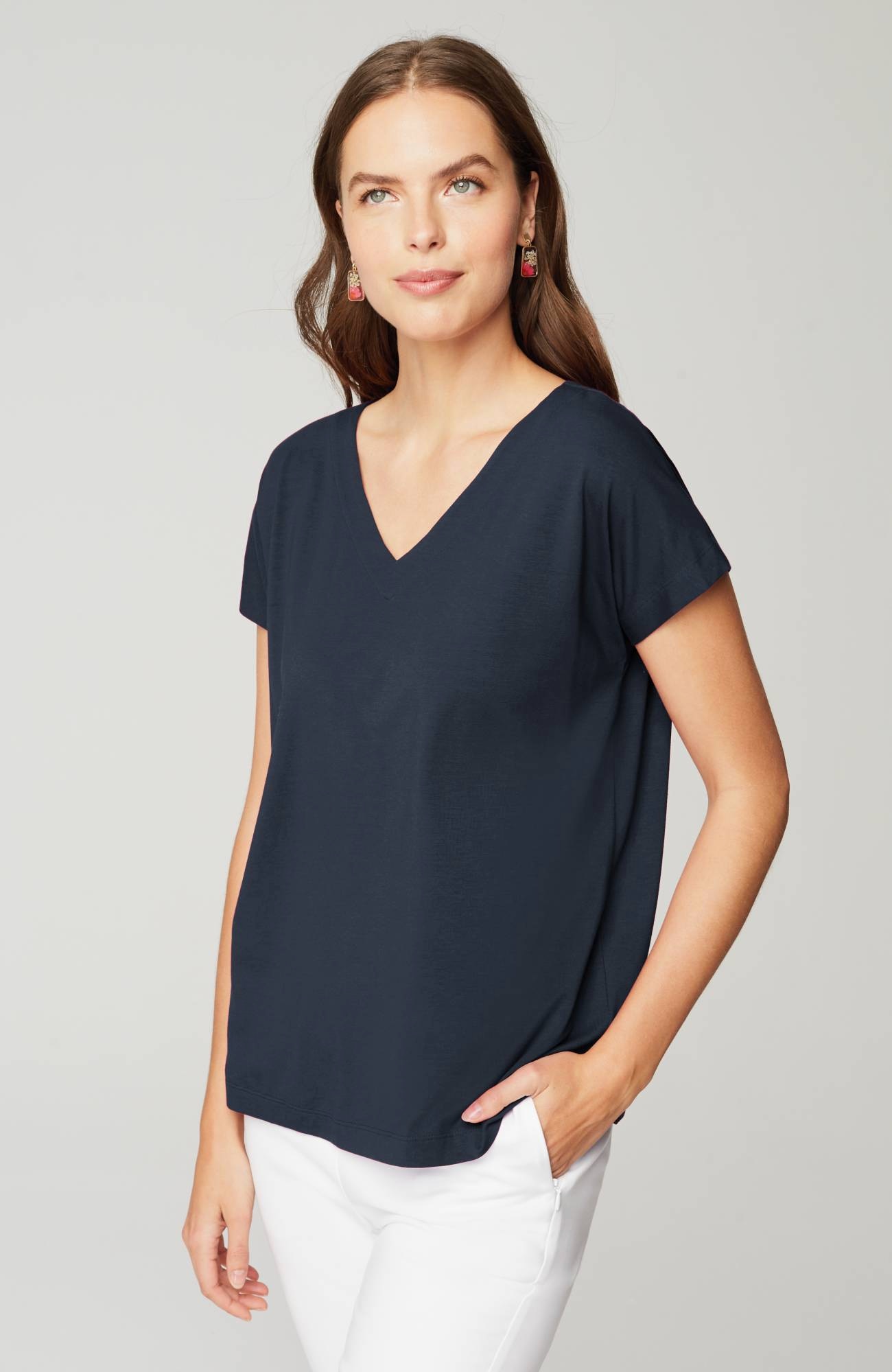luxe supimaÂ® pleat-back tee