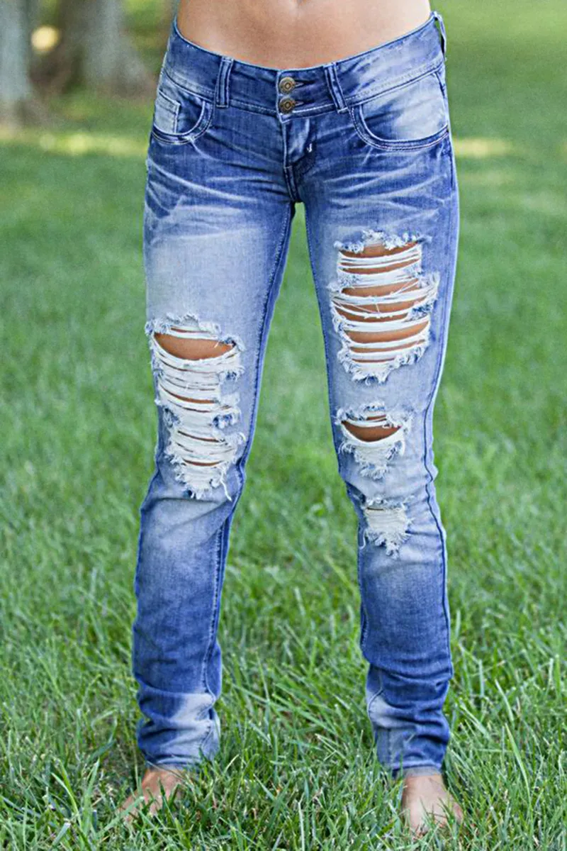Distressed Low Waist Wash Bootcut Jeans