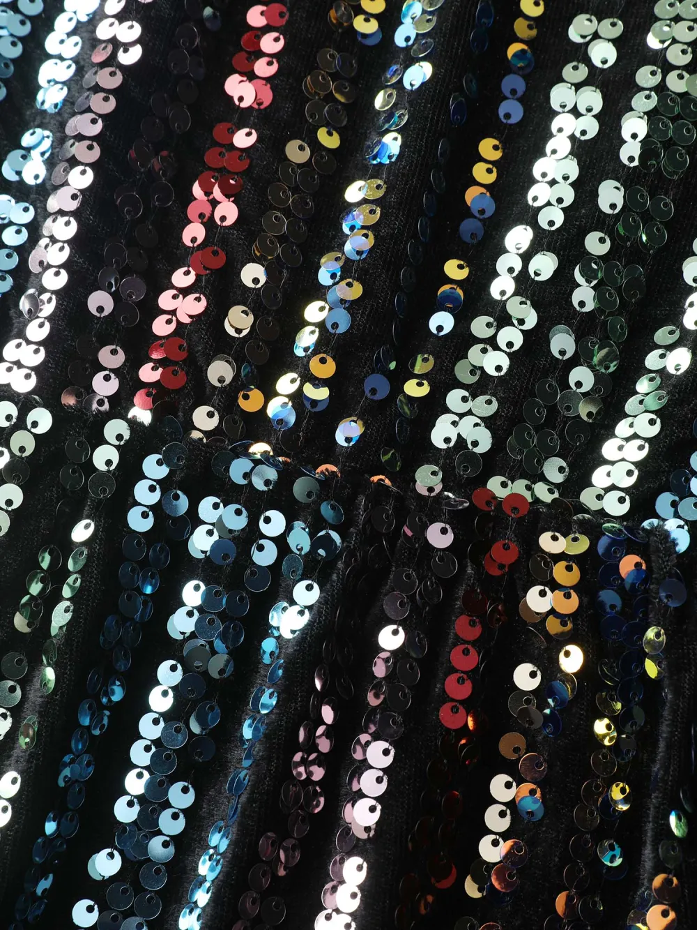 Shimmery Sequin Stripe Cinched-Waist Midi Dress