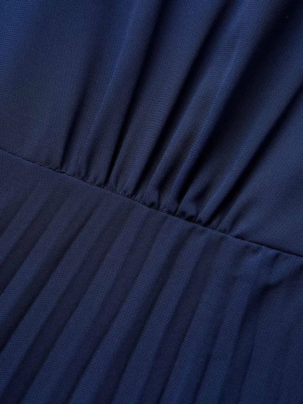 Solid Chiffon Pleated Ruffle Sleeve Dress