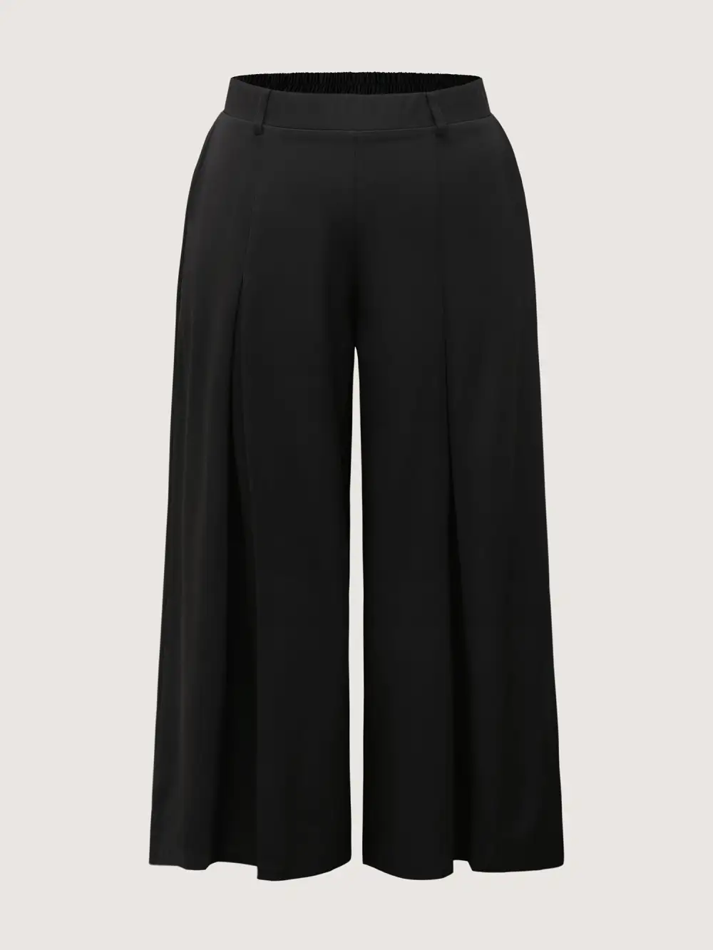 Plain Pleated Details Wide-Leg Pants