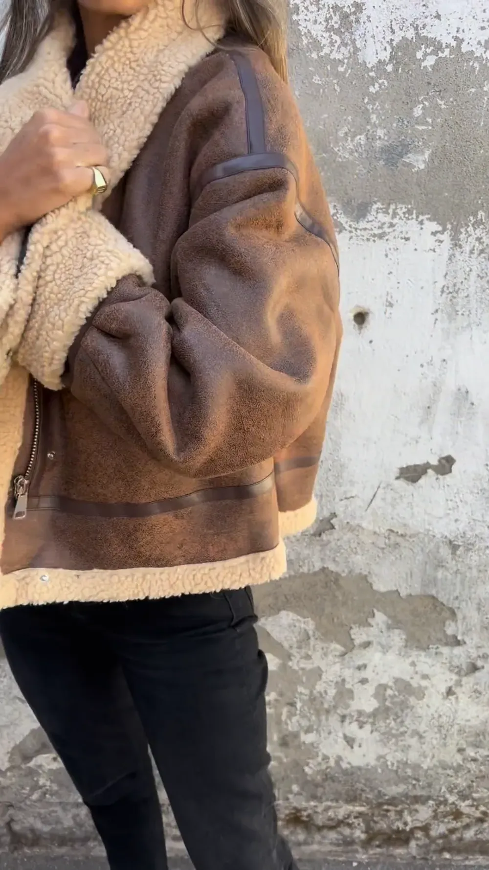 Rustic Aviator Shearling Jacket