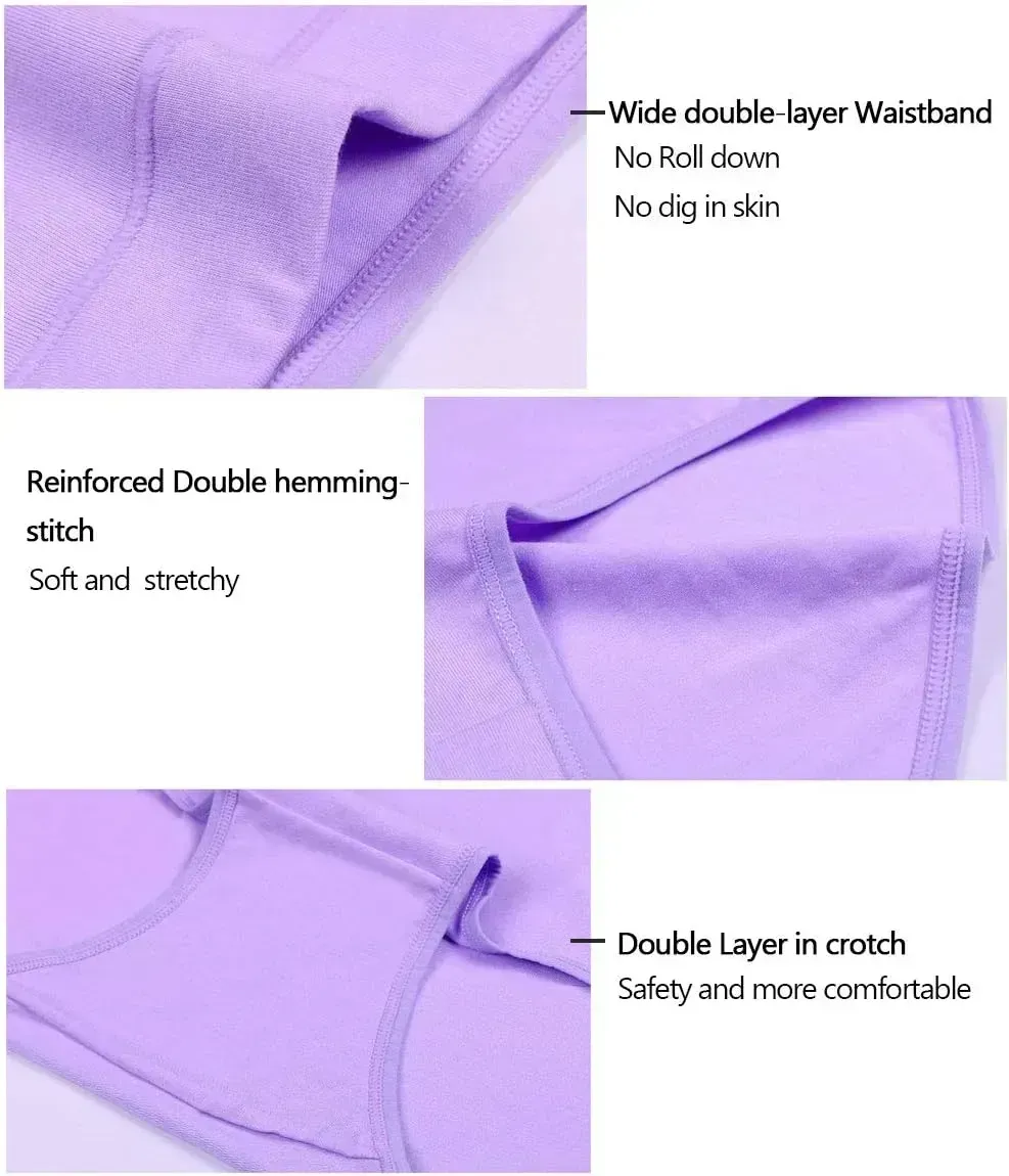 Womens Underwear,Cotton Mid Waist No Muffin Top Full Coverage Brief Ladies Panties Lingerie Undergarments for Women Multipack