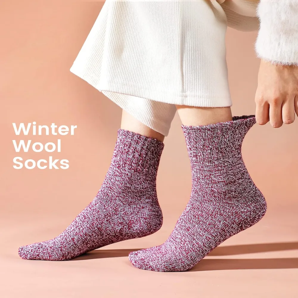 Clothirily Wool Socks- Thick Soft Wool Socks for Women, Vintage Warm Womens Wool Socks, Winter Warm Boot Socks for Women Men